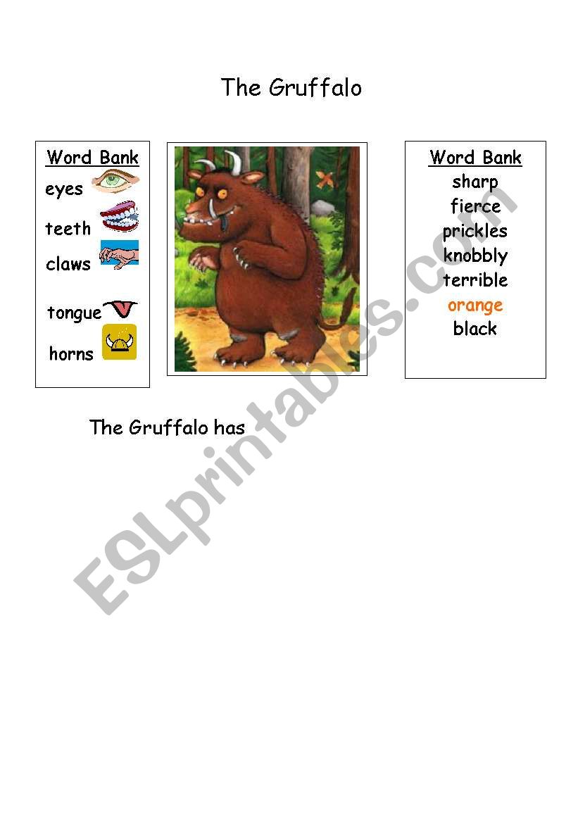 Describing the Gruffalo worksheet