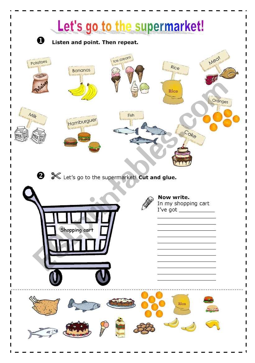 Lets go to the supermarket! worksheet