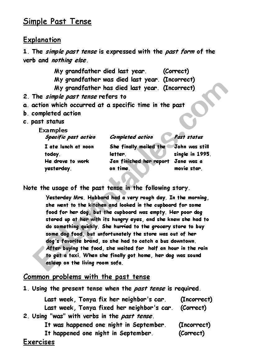 The Past Simple  worksheet