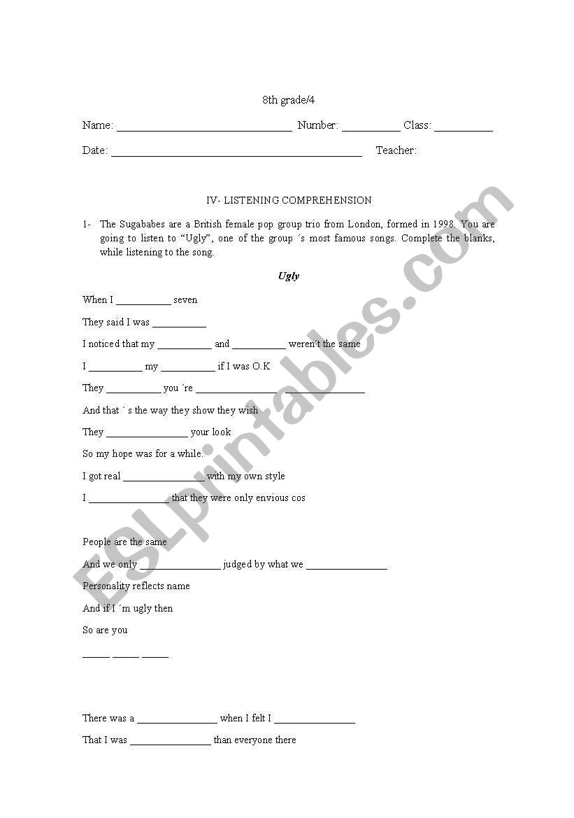 Listening Comprehension worksheet