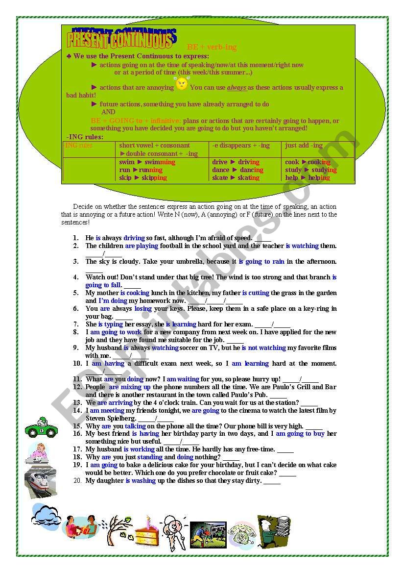 Present Continuous worksheet