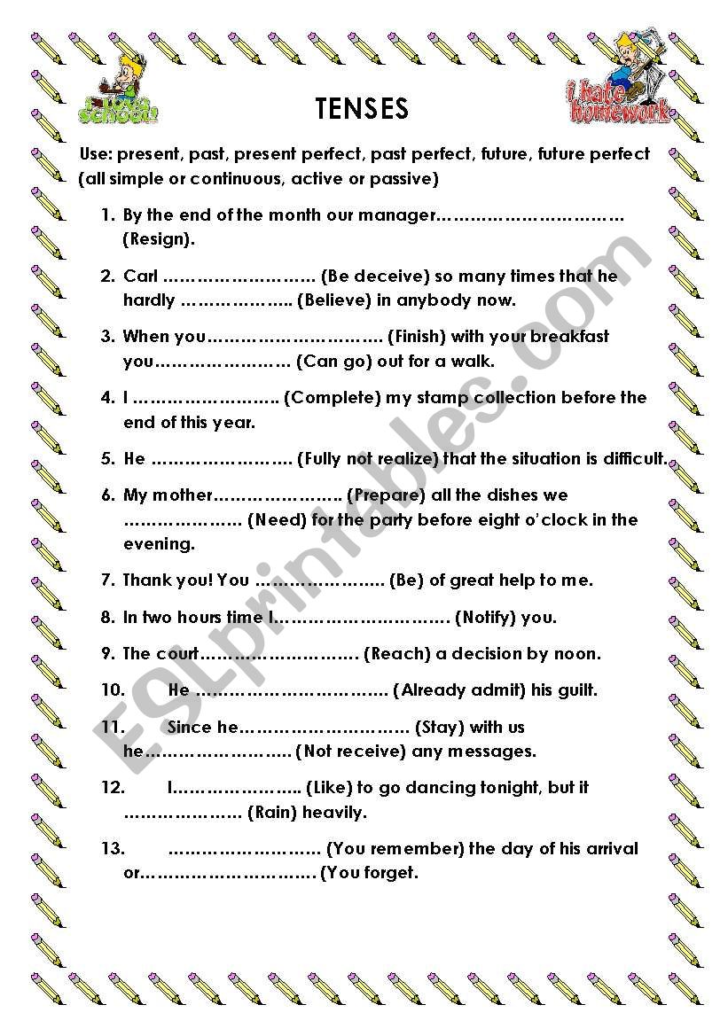 TENSES worksheet