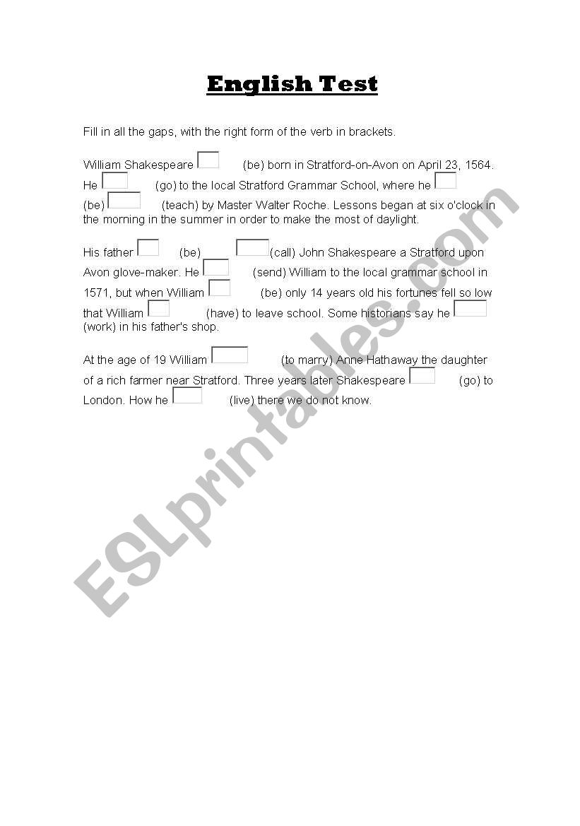 Past simple worksheet