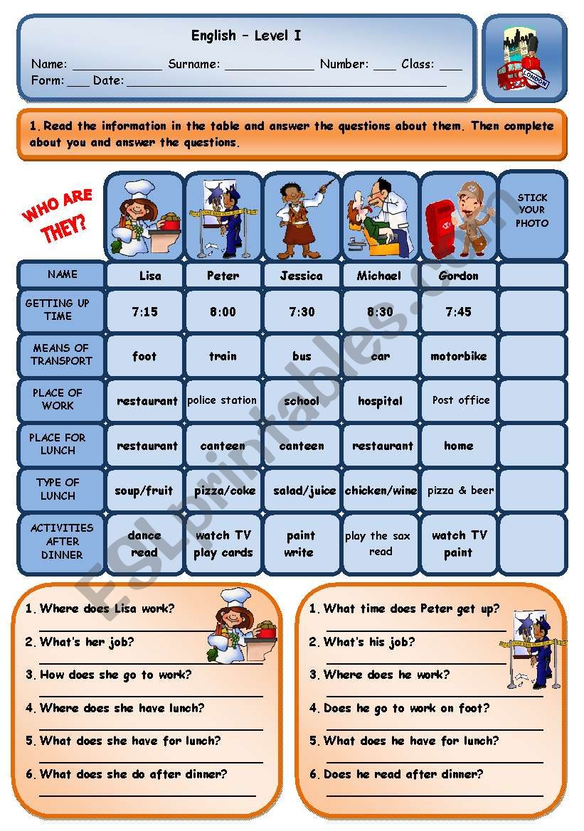 TALKING ABOUT ROUTINES worksheet