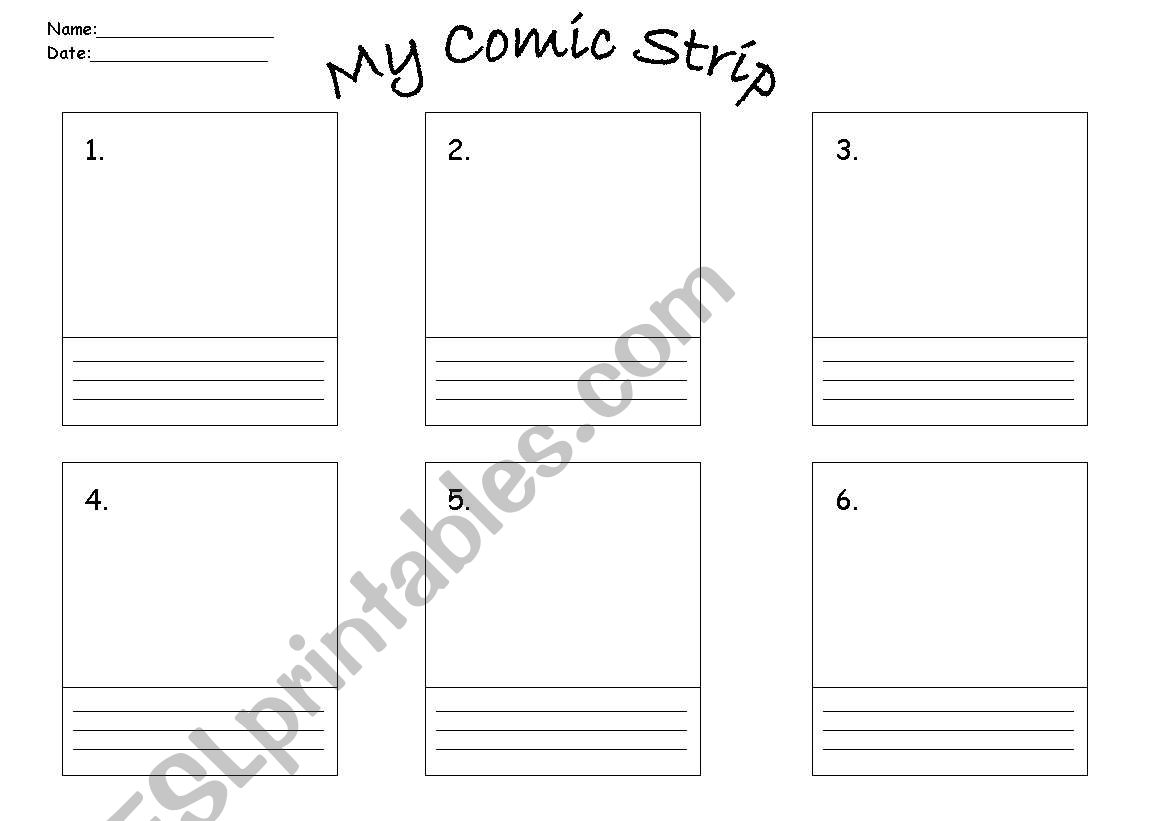 Comic strip template worksheet