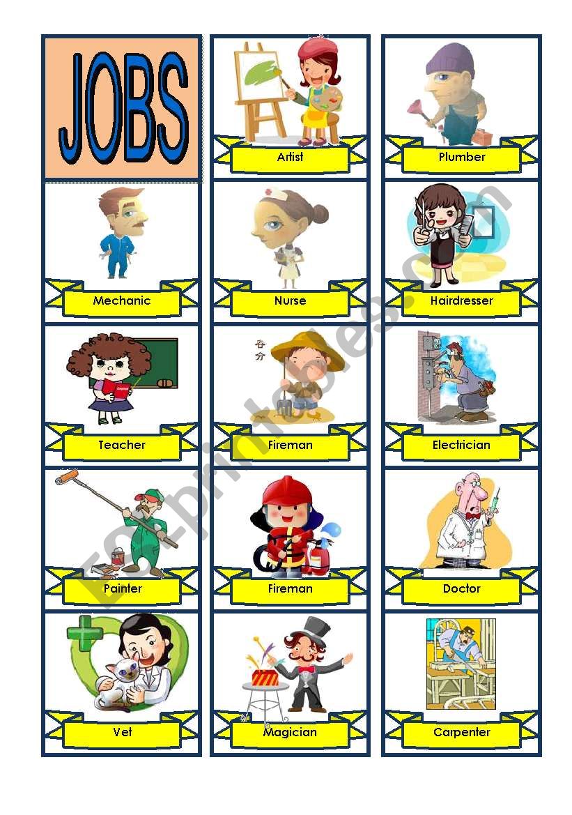 Jobs craft (3 pages) worksheet
