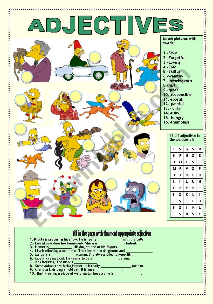 ADJECTIVES ESL Worksheet By JUANBEGI