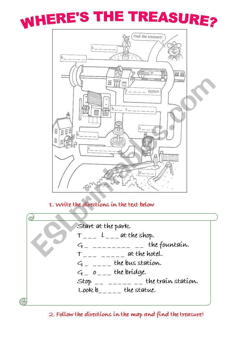 Wheres the treasure? worksheet