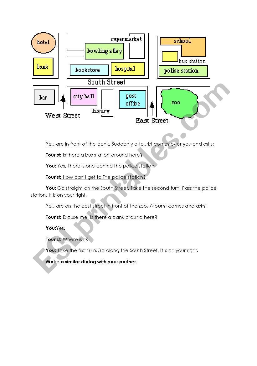 speaking- giving directions worksheet