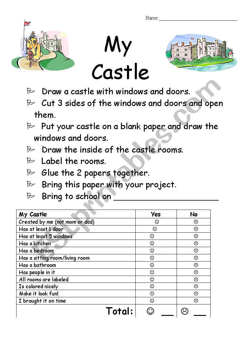 My Castle Project worksheet