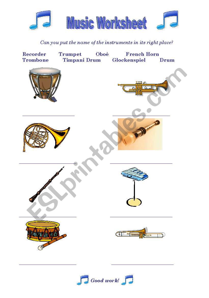 Give the right name to the instruments