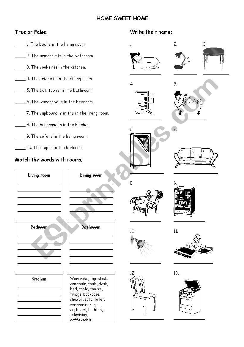 home sweet home worksheet