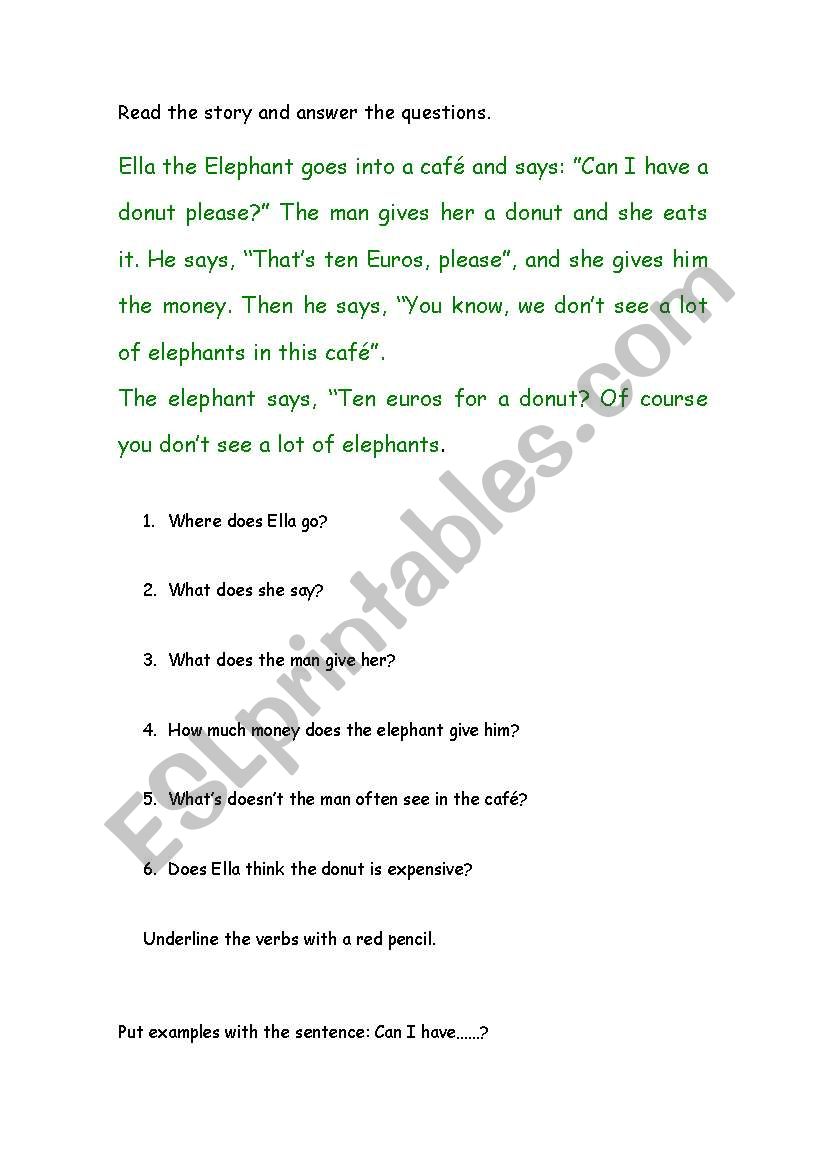 READING worksheet
