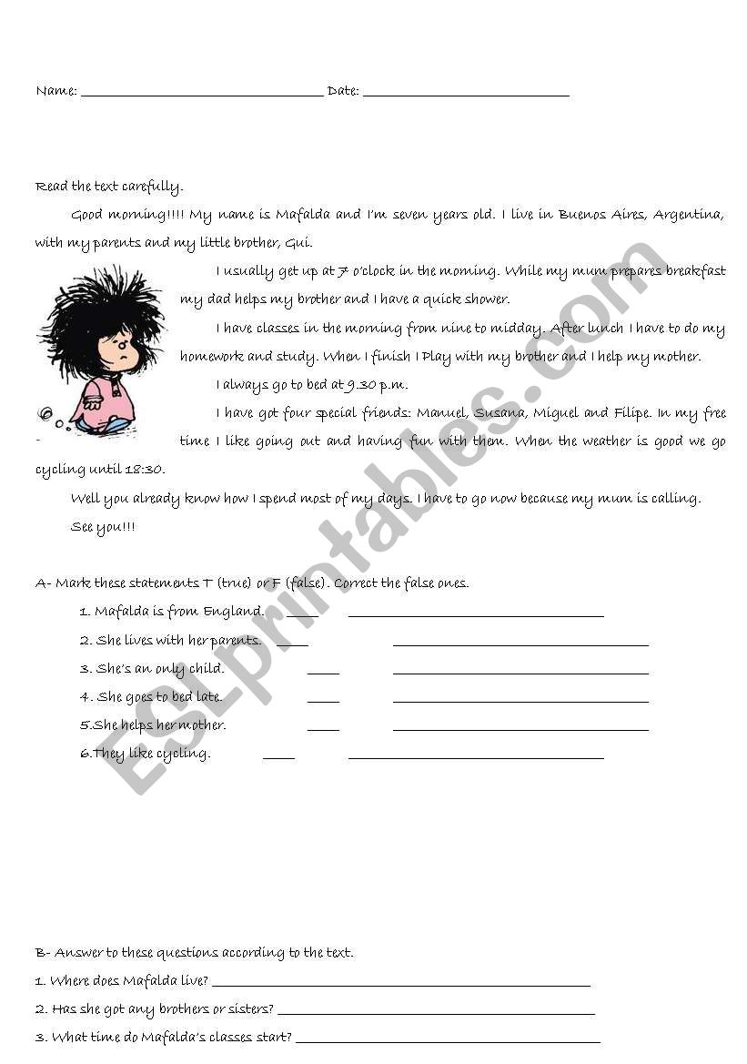 written test worksheet