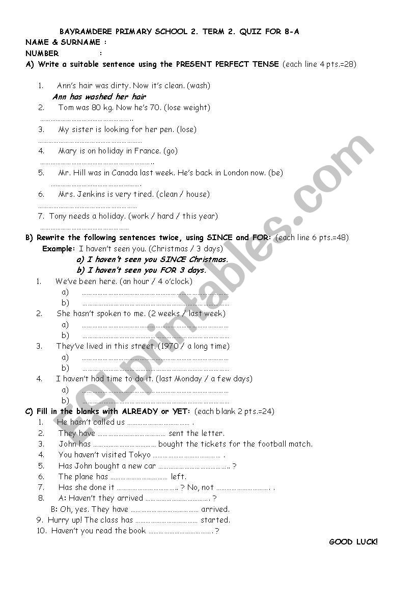 quz worksheet
