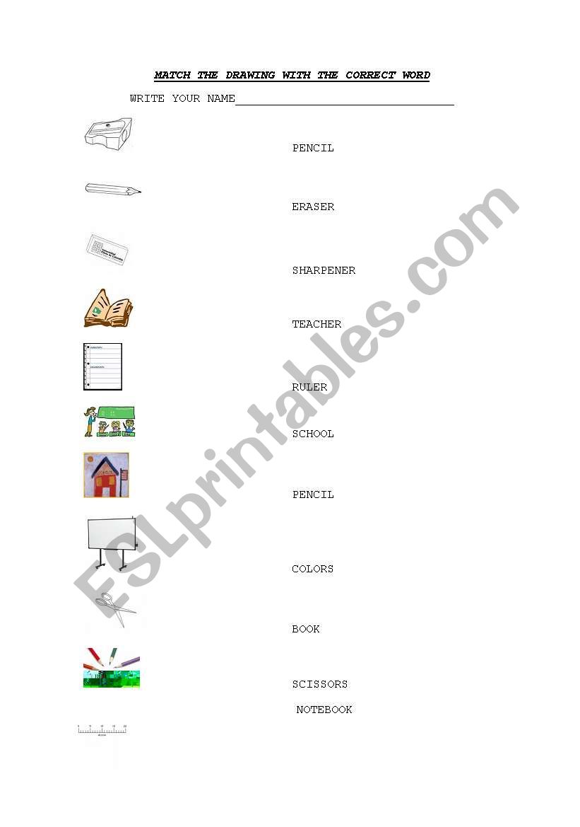 Matching the classroom objects