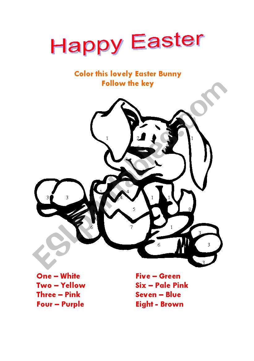 Colo this lovely Easter Bunny worksheet
