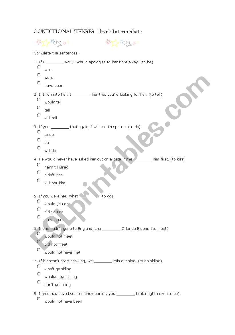 CONDITIONALS worksheet