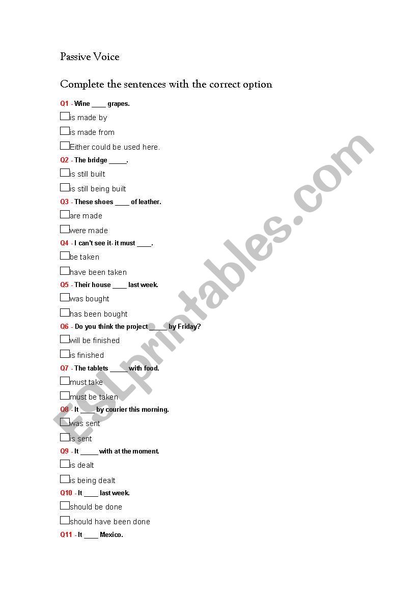 PASSIVE VOICE worksheet