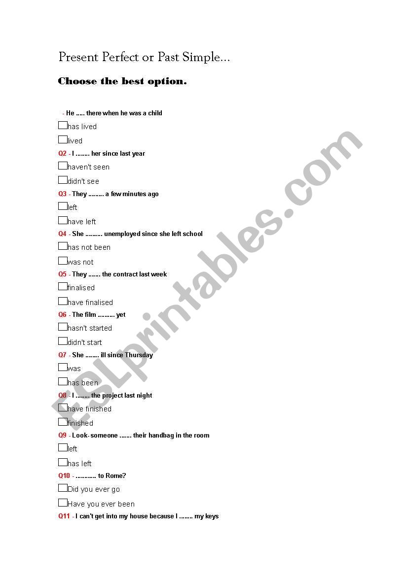 Present Perfect or Past simple