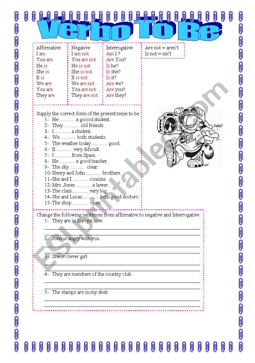 Verb to be worksheet