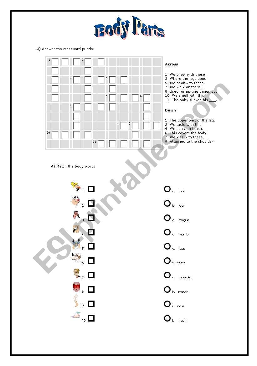 Body Parts worksheet