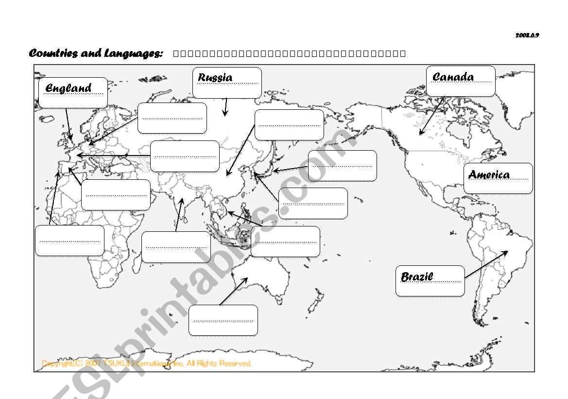 Countries and Languages worksheet