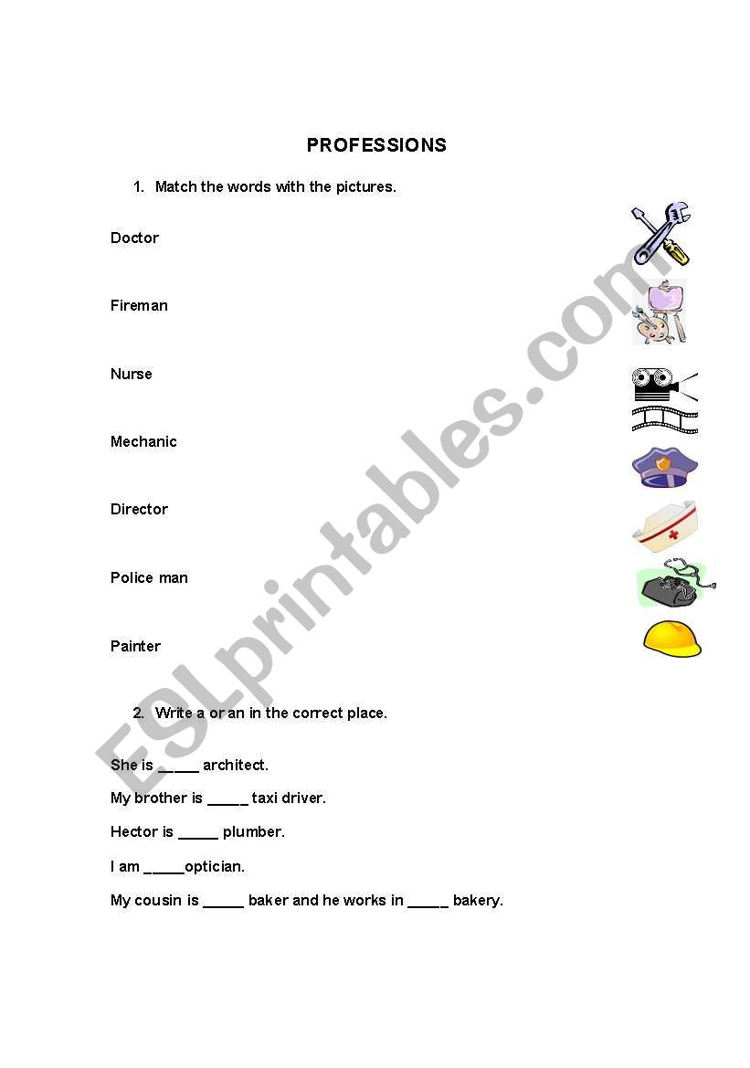 PROFESSIONS worksheet