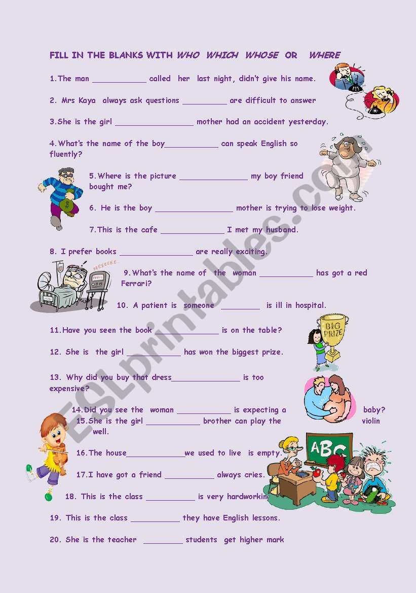 RELATIVE PRONOUNS worksheet