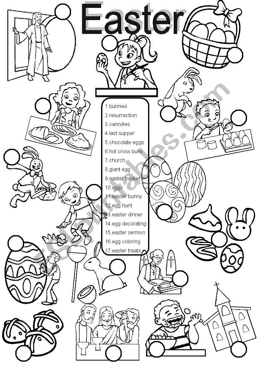 Easter BW version worksheet