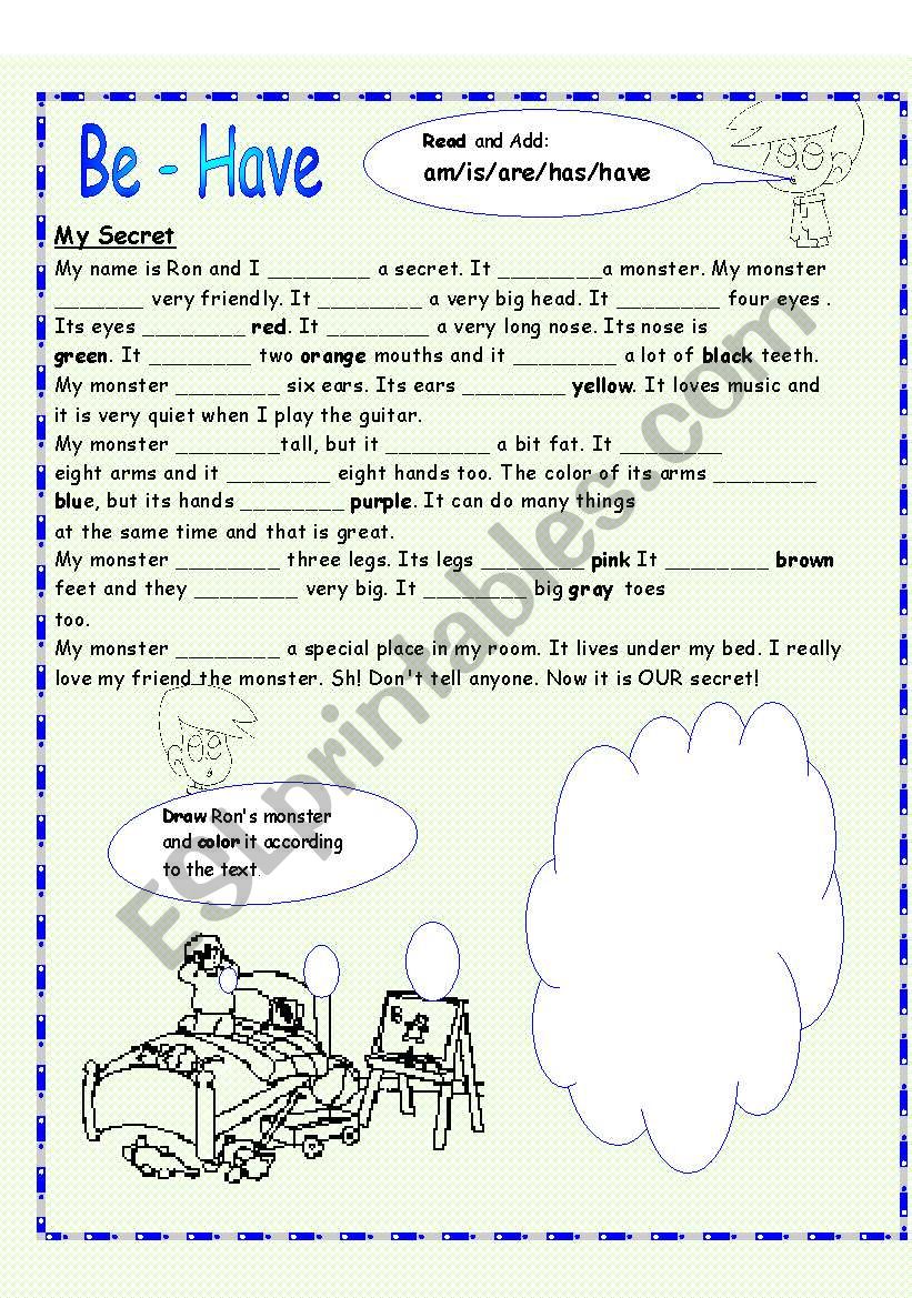 My Secret worksheet