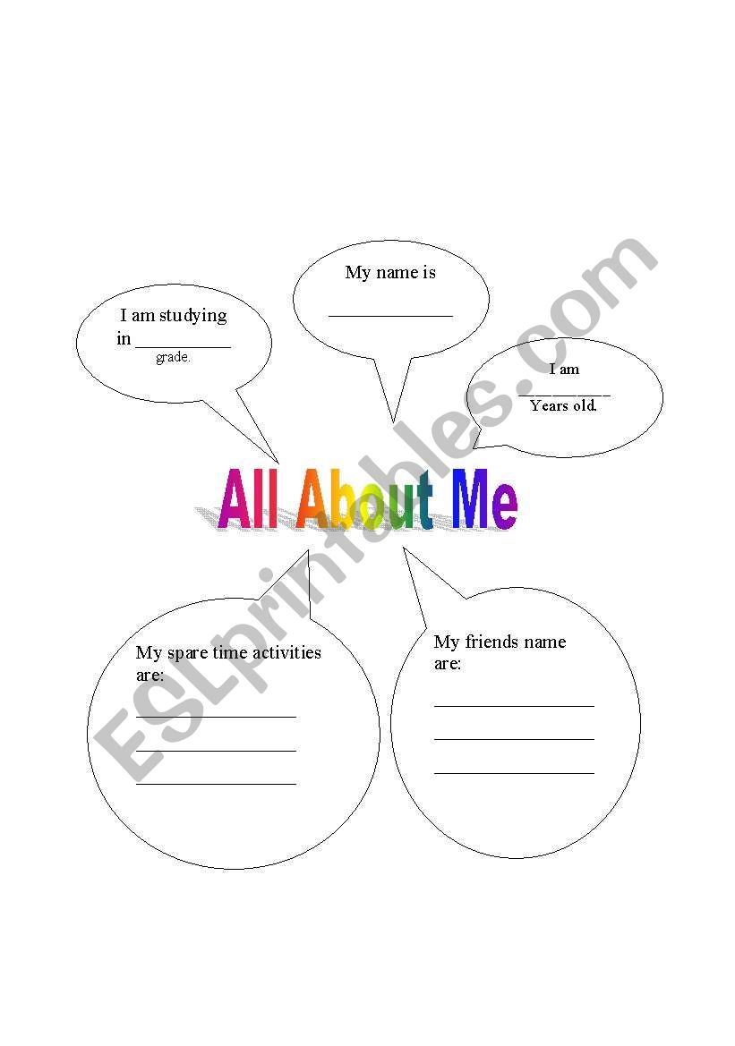 All About Me worksheet