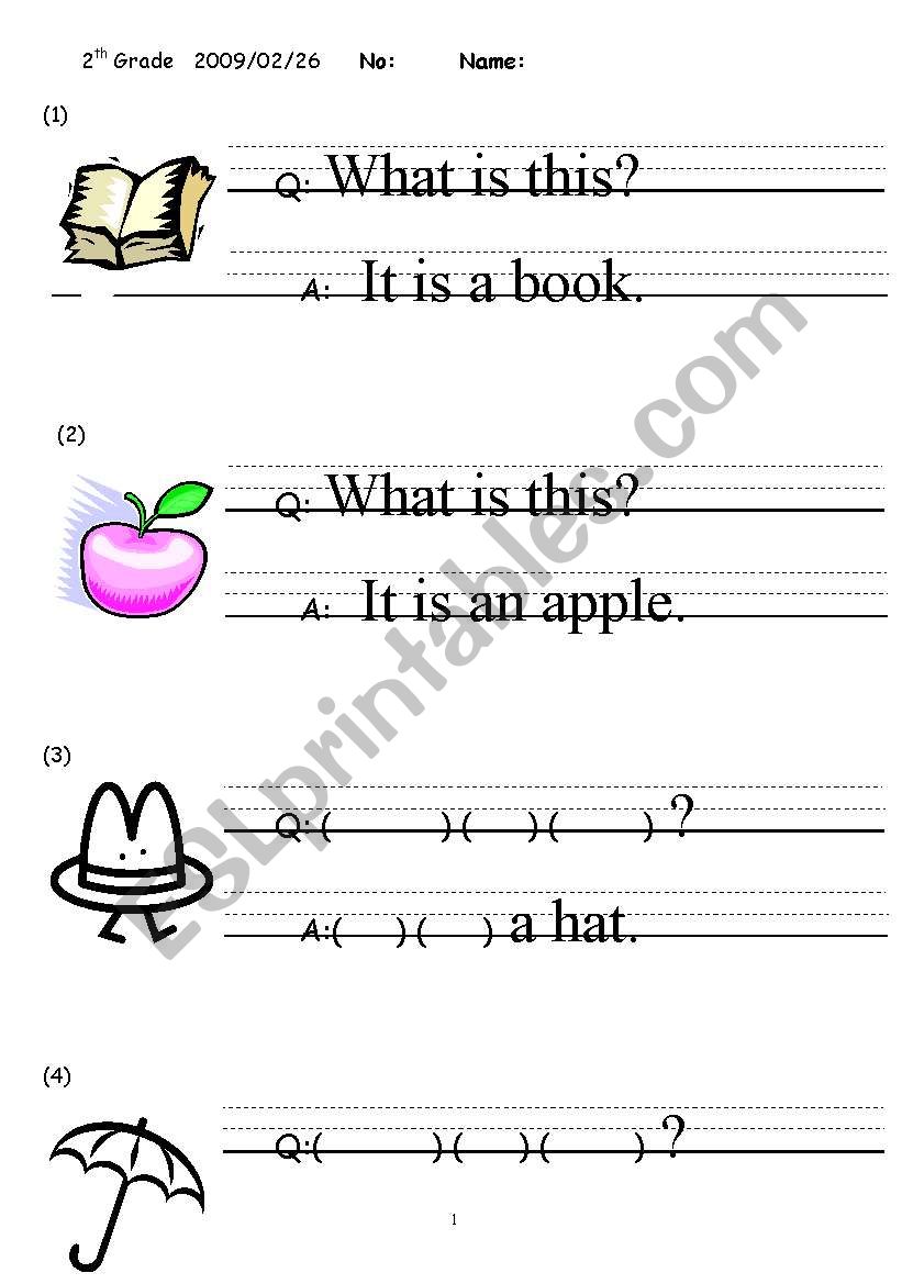 It is a book.  It is an book. worksheet