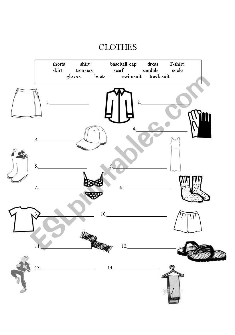 clothes worksheet