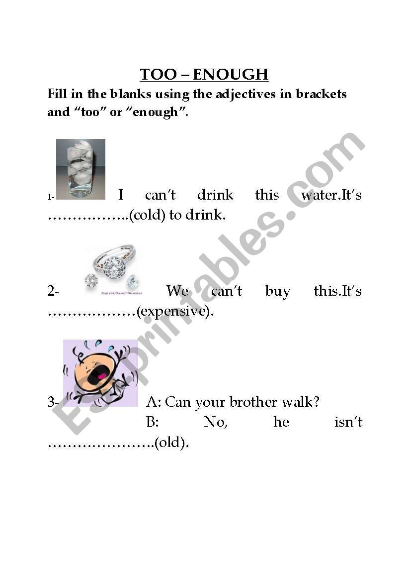 too- enough worksheet