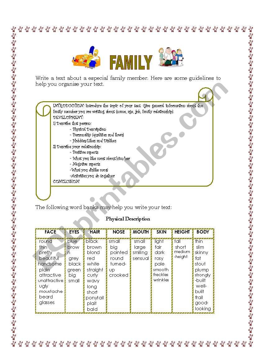 WRITING TASK- FAMILY  worksheet