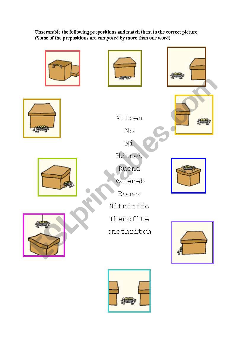 Prepositions of place worksheet