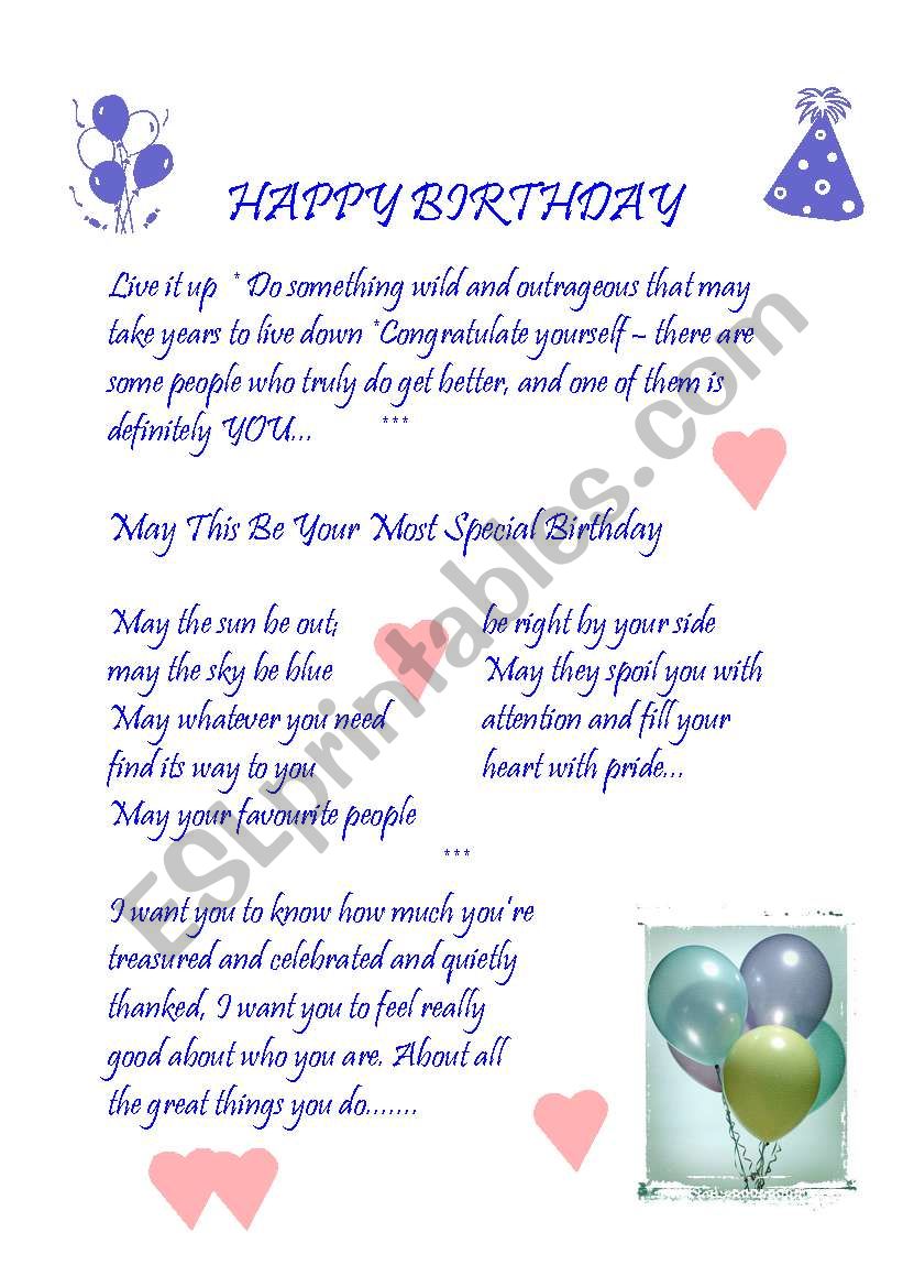 Birthday Greetings worksheet