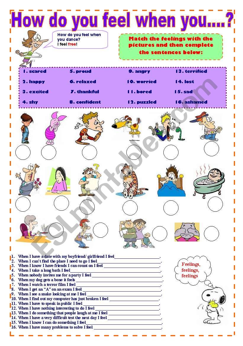 How do you feel when you...? - Feelings adjectives