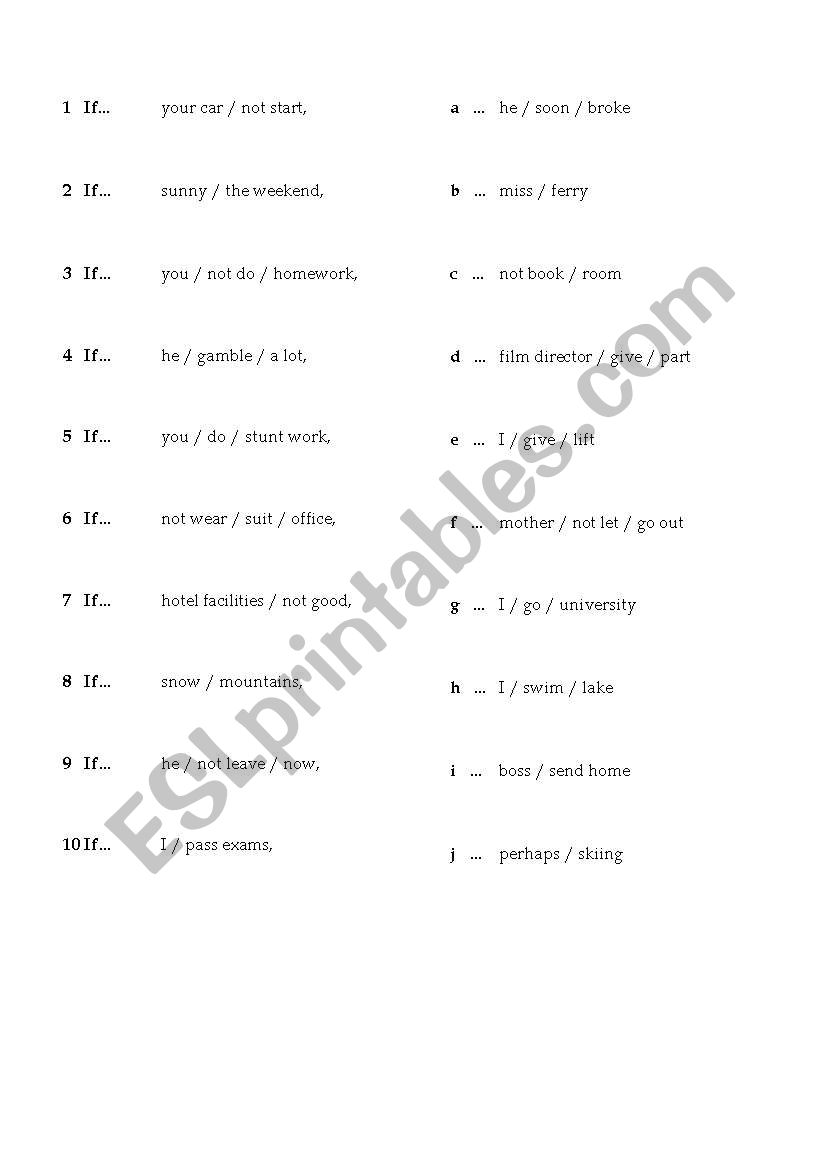 first conditional puzzles worksheet