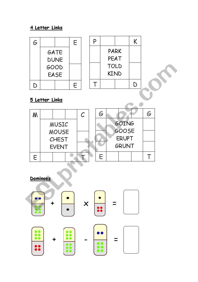 Maths and English Puzzles worksheet