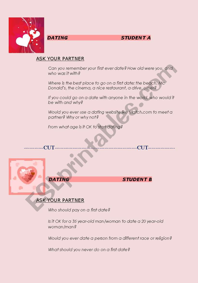 ESL Dating Discussion worksheet