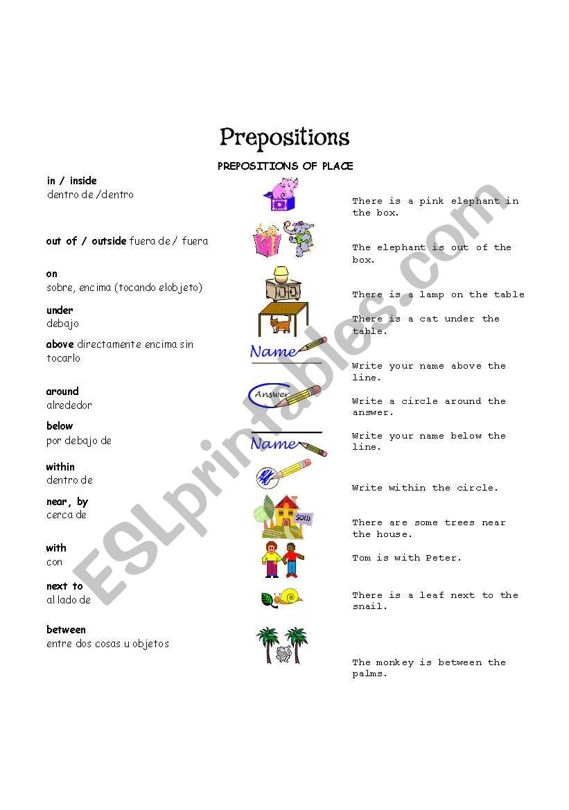 Prepositions worksheet