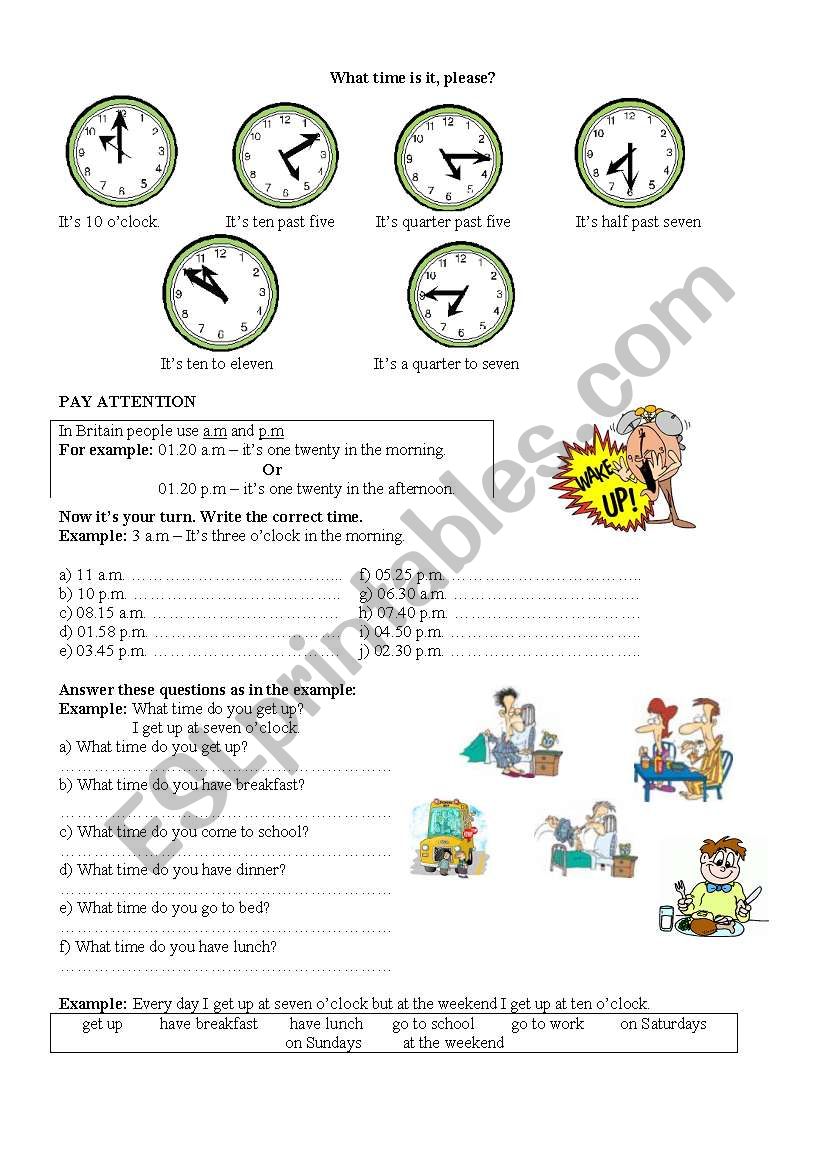 what time is it? worksheet