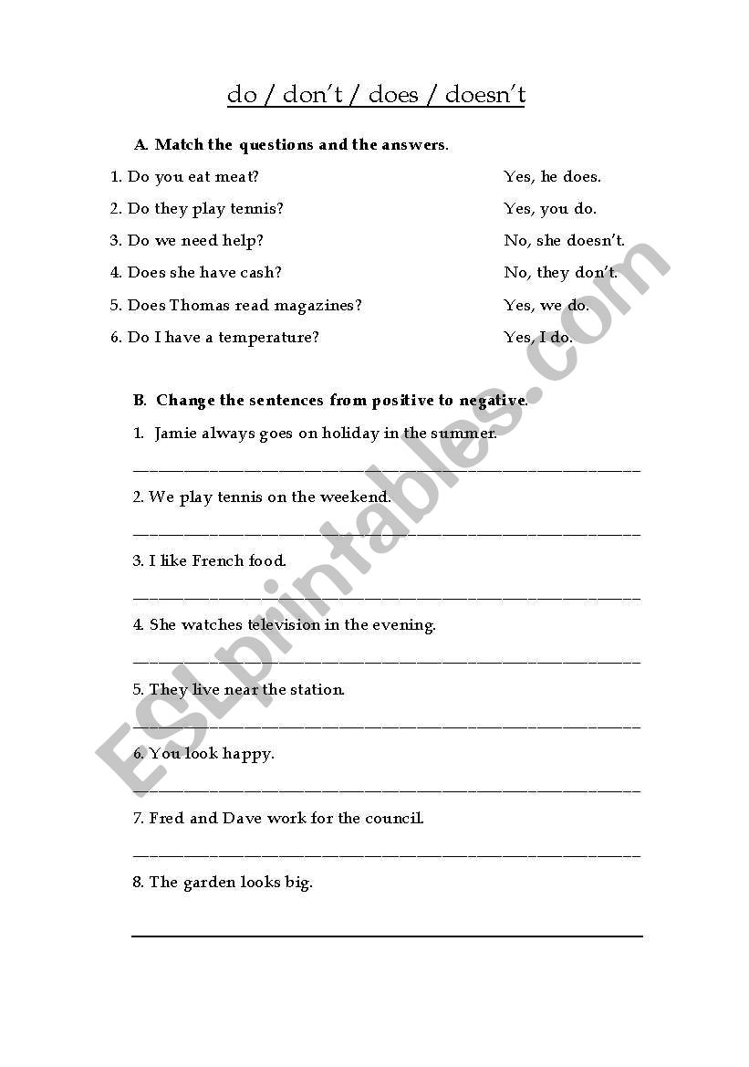 do/does/dont/doesnt  worksheet