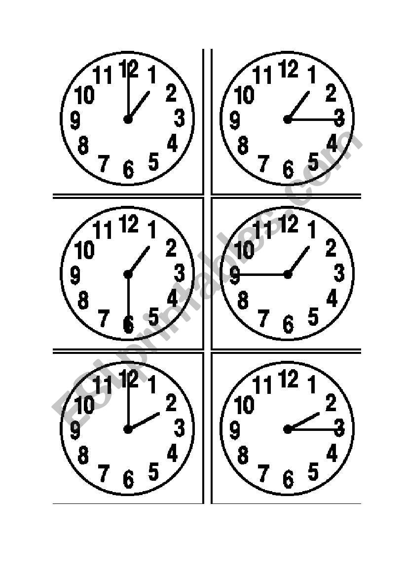 clock cards worksheet