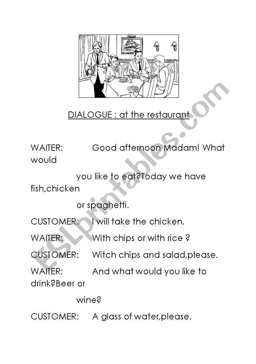 Dialogue restaurant worksheet
