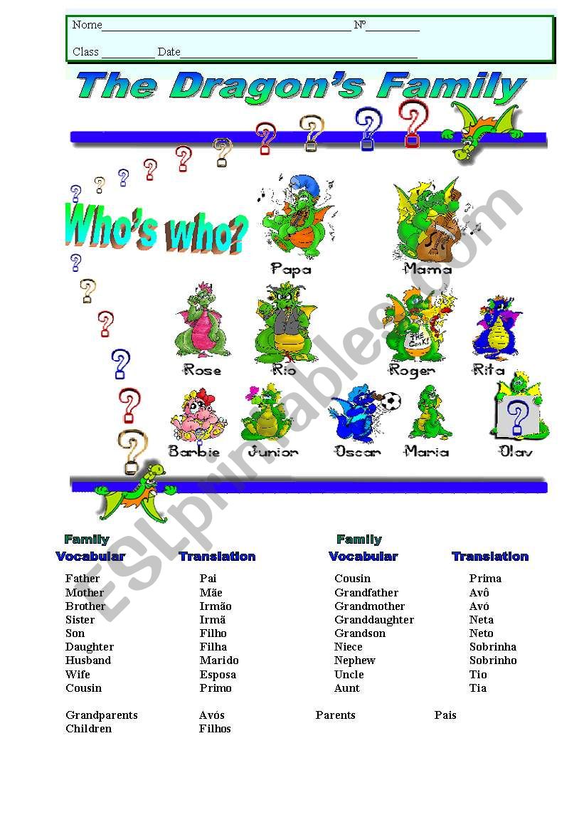 Familys Vocabulary worksheet