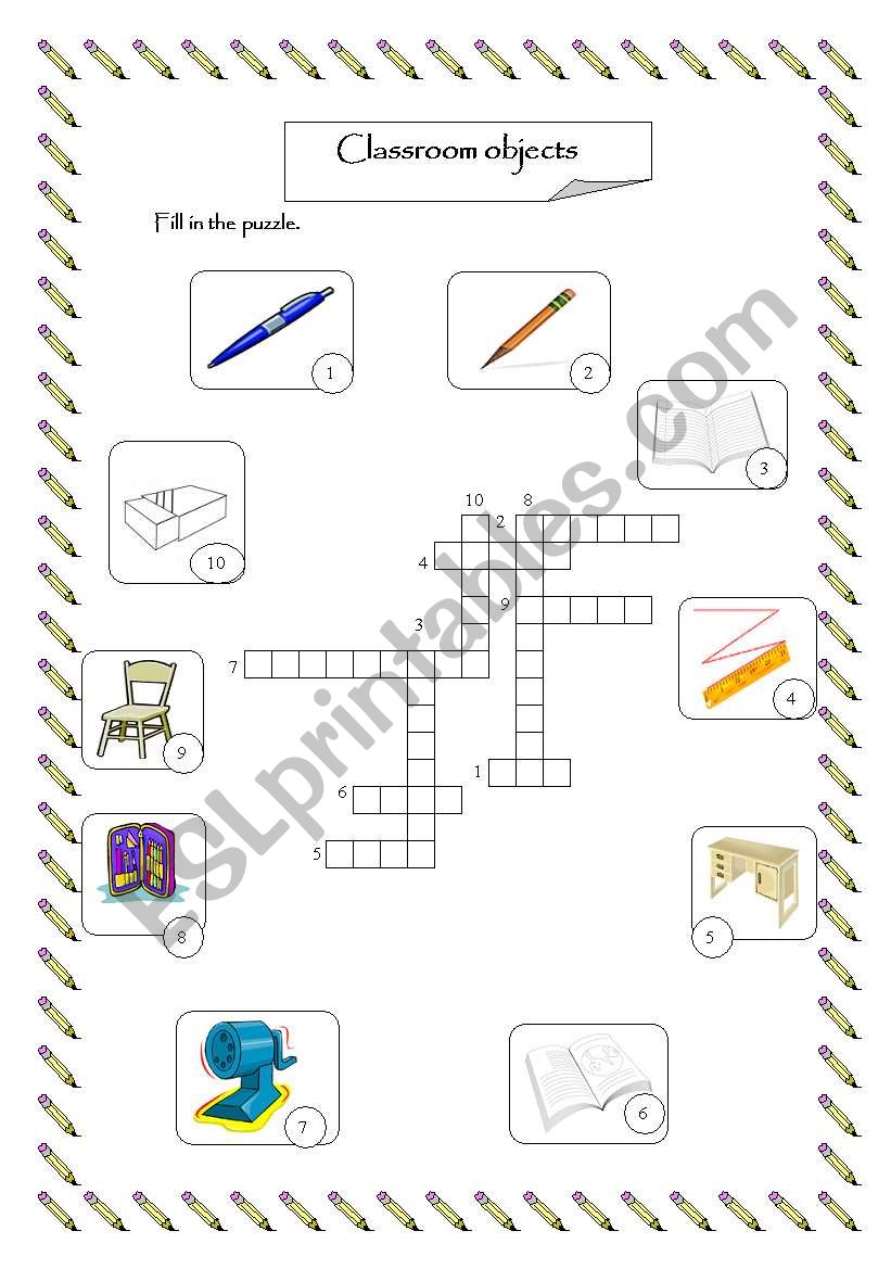 School objects worksheet