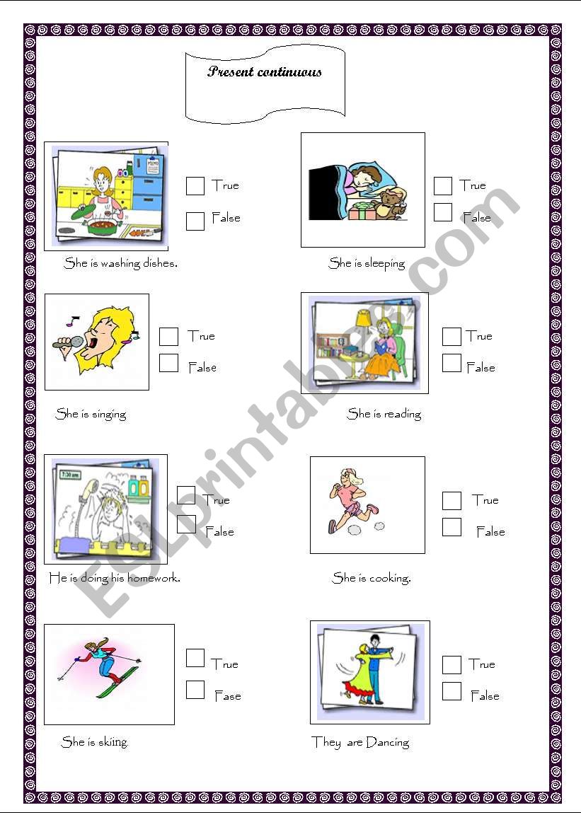 present continuous worksheet